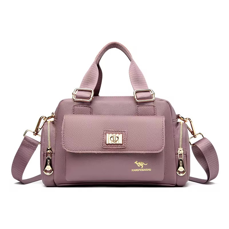 Sleek Street  High Quality Pu  Soft Leather Large Capacity Locomotive Main Satchel bag Women 2024