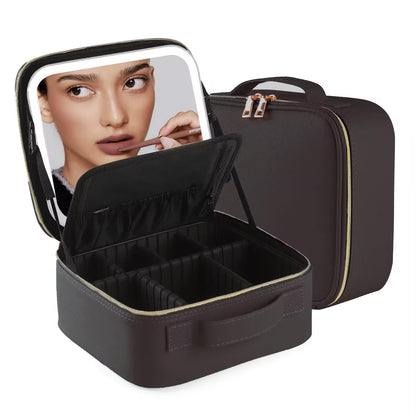 Cosmetic Box Beauty Vault PU Large Capacity USB Charge Waterproof