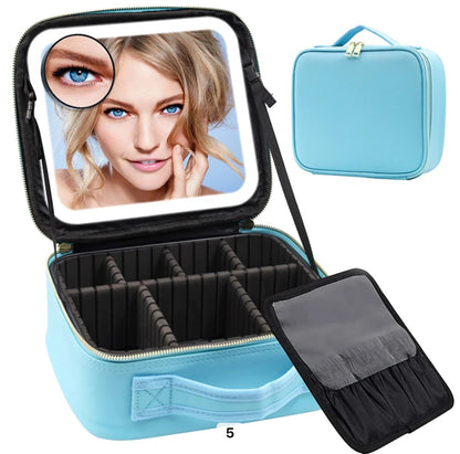 Cosmetic Box Beauty Vault PU Large Capacity USB Charge Waterproof