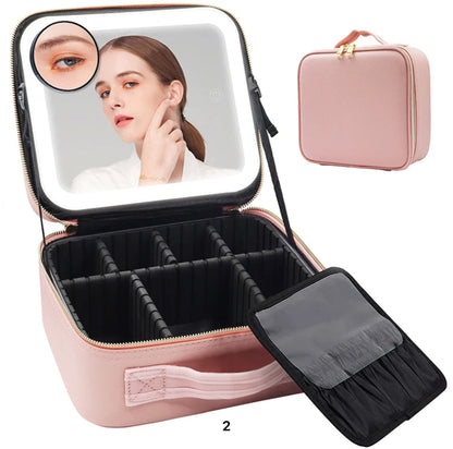 Cosmetic Box Beauty Vault PU Large Capacity USB Charge Waterproof