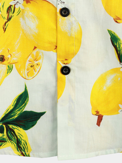 Lemon Print Short Sleeve | Beach Summer Hawaiian Shirt